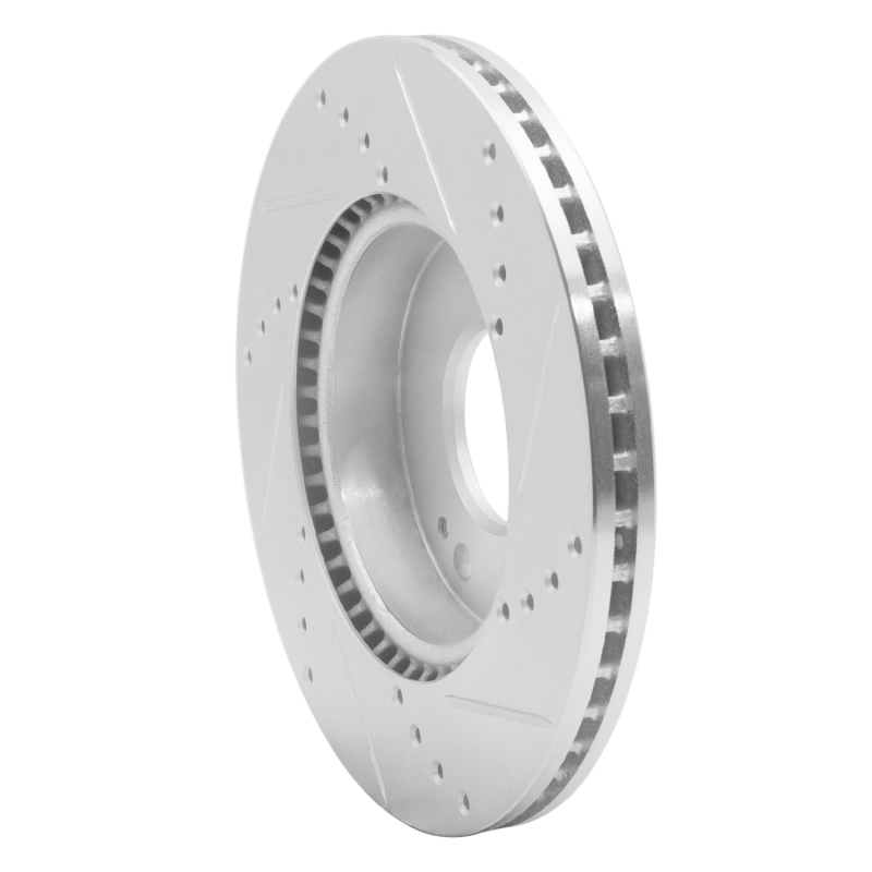 Kia Soul Brake Rotor (1) - Front Left - R1 Concepts - Drilled & Slotted - Silver - `10-`11